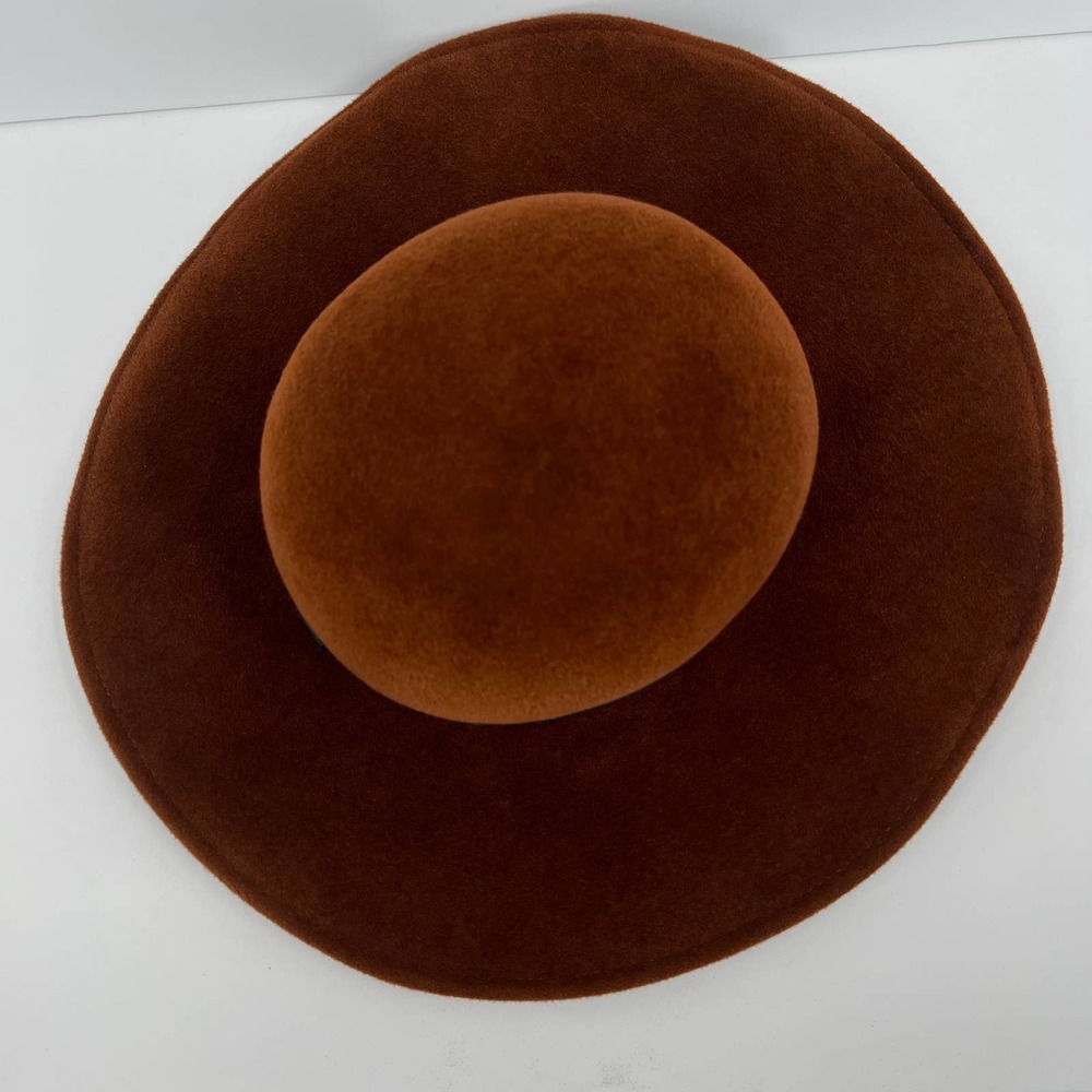 SAKS FIFTH AVENUE Hat Womens Cashmere Wool Camel hair Wide brim Black Ribbon OS - Picture 5 of 7